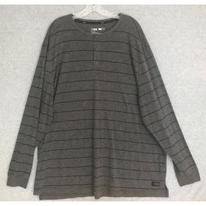 Michael Strahan MSX Henley‎ Shirt Mens 3XL Long Sleeve Gray Striped Casual